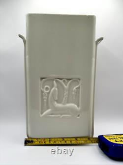 Trenton Pottery 9 1/4 Inch TAC Art Deco Handled Vase in India Ivory. Near Mint