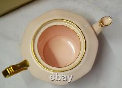 Tuscan Plant China Baby Pink Art Deco Teapot 780986 Gold Gilt Handle Octagonal