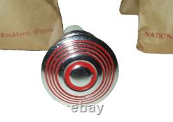 VINTAGE NOS CHROME PLATED DRAWER KNOBS WithRED CIRCLES CABINET HANDLES QTY. 18