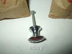 VINTAGE NOS CHROME PLATED DRAWER KNOBS WithRED CIRCLES CABINET HANDLES QTY. 18