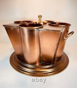 VTG Art Deco Wine Cooler Heavy Copper & Brass Holds 4 Bottles Made in India NEW