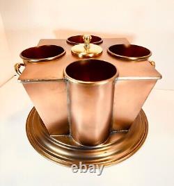 VTG Art Deco Wine Cooler Heavy Copper & Brass Holds 4 Bottles Made in India NEW