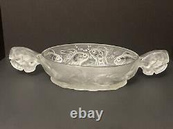 Verlys Art Deco Poisson Koi Fish Frosted Handled Bowl