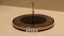 Versace pattern Rounded black Marble Stone Serving Cutting Platter Cheese Cake