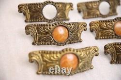 Vintage 1930s Drawer Pulls Art Deco Tortoise Shell Bakelite waterfall ornate