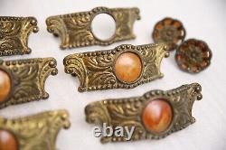 Vintage 1930s Drawer Pulls Art Deco Tortoise Shell Bakelite waterfall ornate