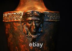 Vintage 1930s French empire cast bronze 2-handled urn table lamp luxury shade
