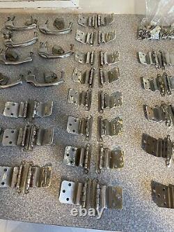 Vintage 1940's Kitchen Hardware Chrome Art Deco Style 50 + Pieces read