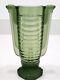 Vintage Art Deco Val Saint Lambert'marcelle' Moss Green Crystal Glass Vase