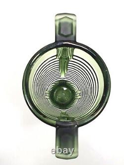 Vintage ART DECO Val Saint Lambert'MARCELLE' Moss Green Crystal Glass Vase