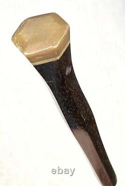 Vintage Antique 1800' Art Deco Wooden Handle Horn Swagger Walking Stick Cane Old