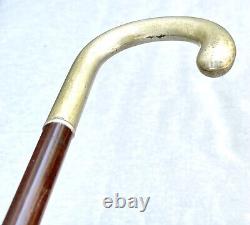 Vintage Antique Art Deco Alpacca Crook Handle Horn Tip Fancy Walking Stick Cane