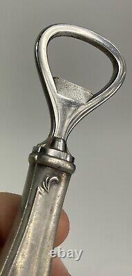 Vintage Antique Sterling Silver Handle Repousse Bottle Opener 2.72 Oz Art Deco