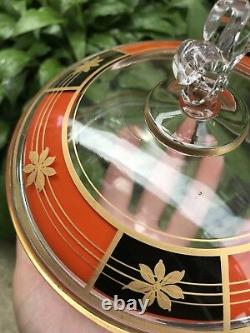 Vintage Art Deco 1950s 60s Candy Dish Fleur De Lis Handle