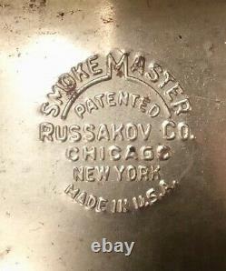 Vintage Art Deco Ashtray Stand Bakelite Handles Smoke Master Russakov Co Metal