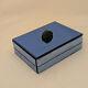 Vintage Art Deco Blue Mirror Vanity Jewelry Box With Catalin Handle (40)