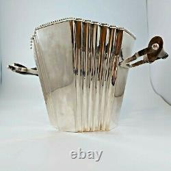 Vintage Art Deco Horn Handled Champagne Bucket Ice Wine Cooler Silver Plated