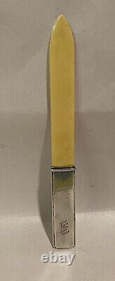 Vintage Art Deco Letter Opener 830 Silver Handle Celluloid Blade