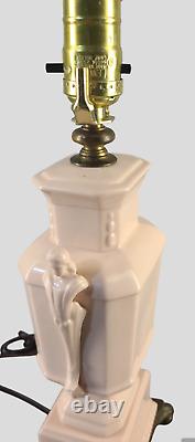 Vintage Art Deco Pink Porcelain Figural Handle Table Boudoir Lamp