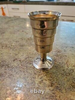 Vintage Art Deco Silver Plate Graduated Squeeze Handle Bar Liquor Measure Cup