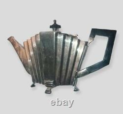 Vintage Art Deco Silver Plated Footed Teapot Ornate Bakelite Handle HTF