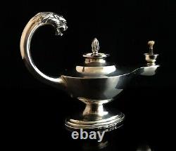 Vintage Art Deco Silver cigar lamp, lion handle, cigar lighter