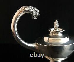 Vintage Art Deco Silver cigar lamp, lion handle, cigar lighter