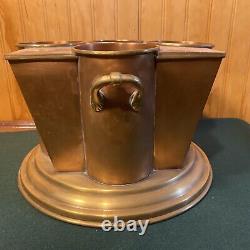 Vintage Art Deco Solid Brass 4 Bottle Wine Chiller Cooler Ice Bucket