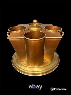 Vintage Art Deco Solid Copper Brass Wine 4 Bottle Chiller Ice Bucket Barware