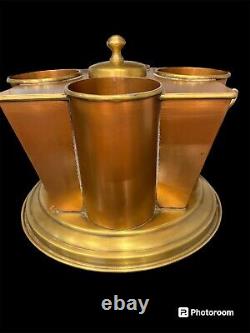 Vintage Art Deco Solid Copper Brass Wine 4 Bottle Chiller Ice Bucket Barware