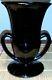 Vintage Art Deco Steuben Mirror Black Glass Double Handle Trophy Urn Vase Signed
