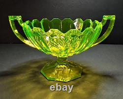 Vintage Art Deco Yellow Vaseline Uranium Glass Trophy Shaped Bowl Centerpiece