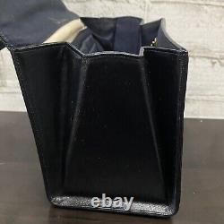 Vintage BIENEN DAVIS Black Leather Top Handle Art Deco Toggle Clasp Handbag EUC