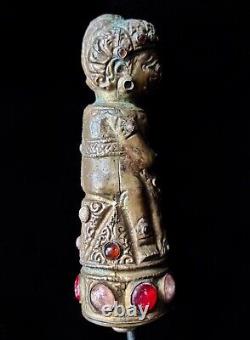 Vintage Balinese Kris Handle Warrior Chris Sword Hilt Brass Collectable Bali Art