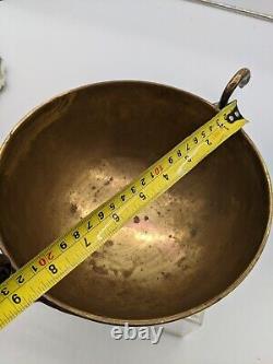 Vintage Brass Bowl / 1930 Ice Bucket With Swan Handles Footed Art Deco