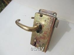 Vintage Brass Door Lock Lever Handles Antique Bolt Art Deco Old Army Base AM