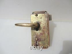 Vintage Brass Door Lock Lever Handles Antique Bolt Art Deco Old Army Base AM