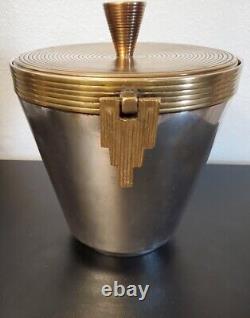 Vintage Brass and Silver Plated Champagne Ice Bucket Art Deco Nouveau Era 9