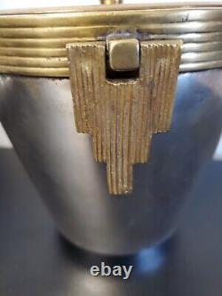 Vintage Brass and Silver Plated Champagne Ice Bucket Art Deco Nouveau Era 9