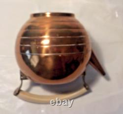 Vintage CHASE Copper Metal Art Deco Teapot Tea Kettle withLid Bakelite Handle USA