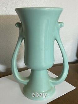 Vintage Camark Pottery 2-Handled Art Deco Vase with Original Paper Sticker 10