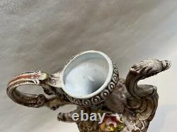 Vintage Capodimonte Handpainted Ceramic Urn Vase Pot withLid & Handle, 20 Tall