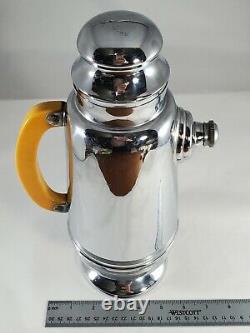 Vintage Chrome Coffee Tea Pot Bakelite Handle Art Deco Serving Piece Mid-century