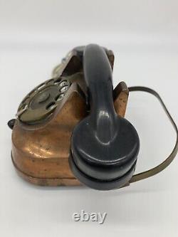Vintage Copper and Bakelite Rotary Telephone 1950's Art Deco with handle