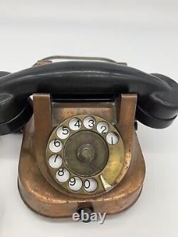 Vintage Copper and Bakelite Rotary Telephone 1950's Art Deco with handle