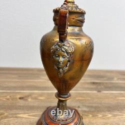 Vintage DAVART NY Dav Art Bronze Vase Shaped Garniture with Figural Handles
