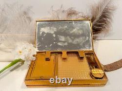 Vintage EVANS 1950s Art Deco make up purse clutch cigarette case withmesh handle