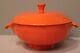 Vintage Fiesta Radioactive Red Covered Lidded Handled Casserole Stamped 9 3/4