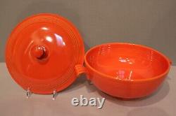 Vintage Fiesta Radioactive Red Covered Lidded Handled Casserole Stamped 9 3/4