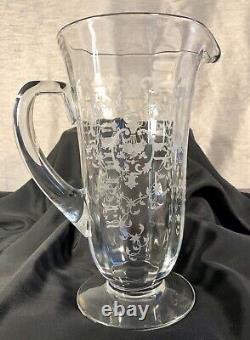 Vintage Fostoria Navarre Etched Glass 48 oz Pitcher Art Deco